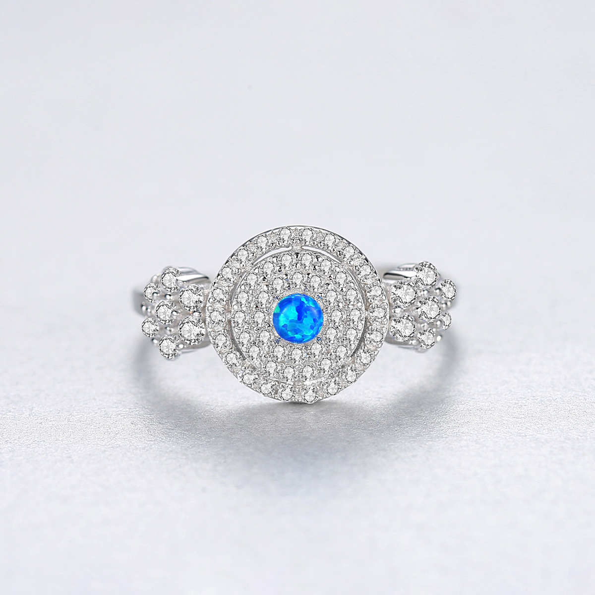 Elegant Micro Setting CZ Round 925 Sterling Silver Ring