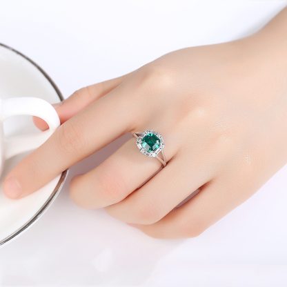 Elegant Green Radiant CZ 925 Sterling Silver Ring