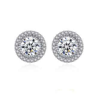 Classic Round CZ Hot 925 Sterling Silver Stud Earrings