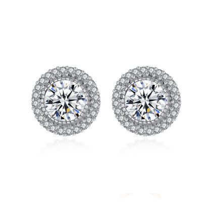 Classic Round CZ Hot 925 Sterling Silver Stud Earrings