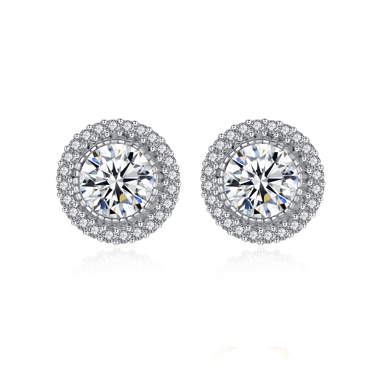 Classic Round CZ Hot 925 Sterling Silver Stud Earrings