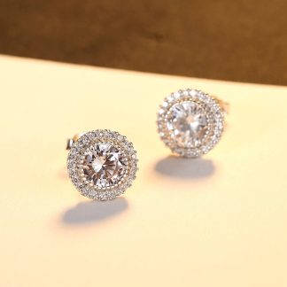 Classic Round CZ Hot 925 Sterling Silver Stud Earrings