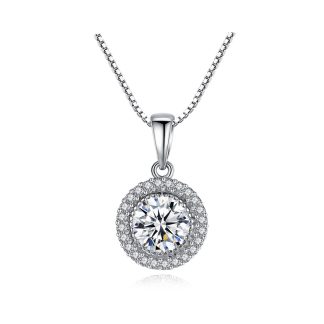 Women Micro Setting Round CZ 925 Sterling Silver Necklace