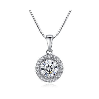 Women Micro Setting Round CZ 925 Sterling Silver Necklace