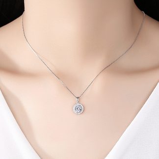 Women Micro Setting Round CZ 925 Sterling Silver Necklace