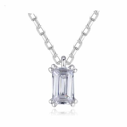 Geometry CZ Baguette 925 Sterling Silver Necklace