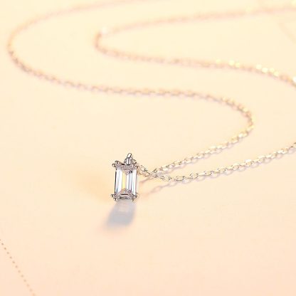 Geometry CZ Baguette 925 Sterling Silver Necklace