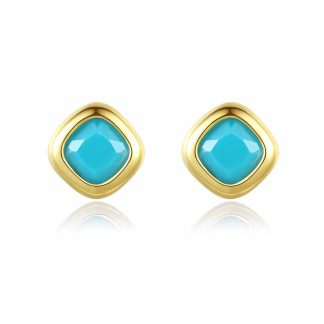 Geometry Blue CZ Rhombus 925 Sterling Silver Stud Earrings