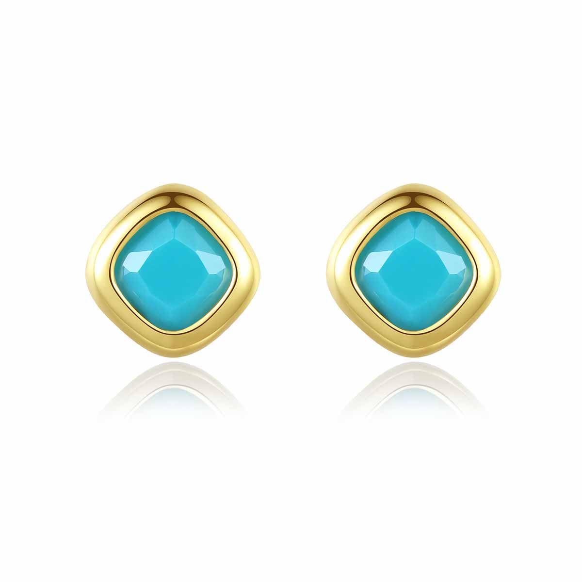 Geometry Blue CZ Rhombus 925 Sterling Silver Stud Earrings