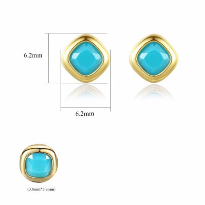 Geometry Blue CZ Rhombus 925 Sterling Silver Stud Earrings