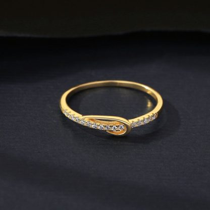 Fashion OL CZ Lines Knot 925 Sterling Silver Ring