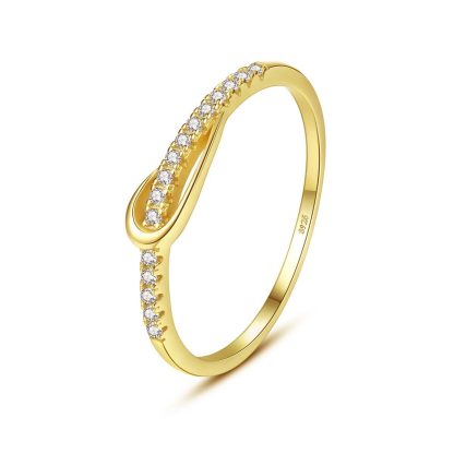 Fashion OL CZ Lines Knot 925 Sterling Silver Ring