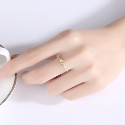 Fashion OL CZ Lines Knot 925 Sterling Silver Ring