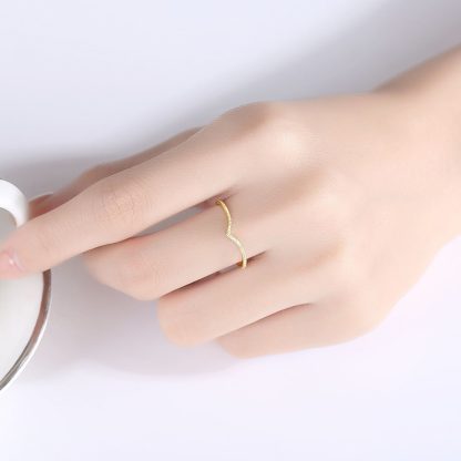 Girl CZ V Shape 925 Sterling Silver Ring