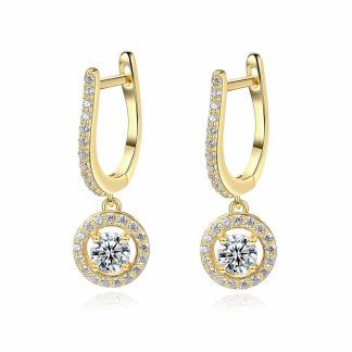 Elegant U Shape Round CZ 925 Sterling Silver Hoop Earrings