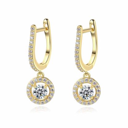 Elegant U Shape Round CZ 925 Sterling Silver Hoop Earrings