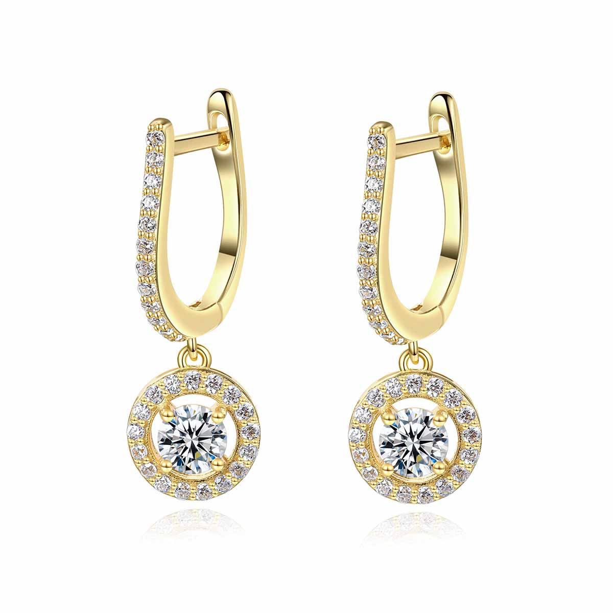 Elegant U Shape Round CZ 925 Sterling Silver Hoop Earrings