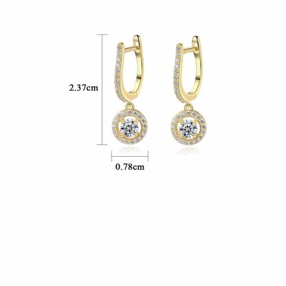 Elegant U Shape Round CZ 925 Sterling Silver Hoop Earrings
