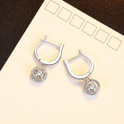 Elegant U Shape Round CZ 925 Sterling Silver Hoop Earrings