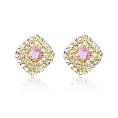 Classic CZ Geometry Rhombus 925 Sterling Silver Stud Earrings