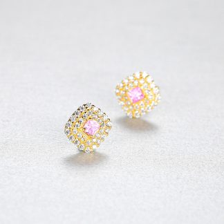 Classic CZ Geometry Rhombus 925 Sterling Silver Stud Earrings