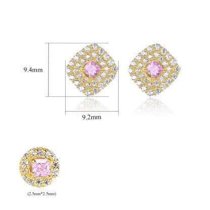 Classic CZ Geometry Rhombus 925 Sterling Silver Stud Earrings