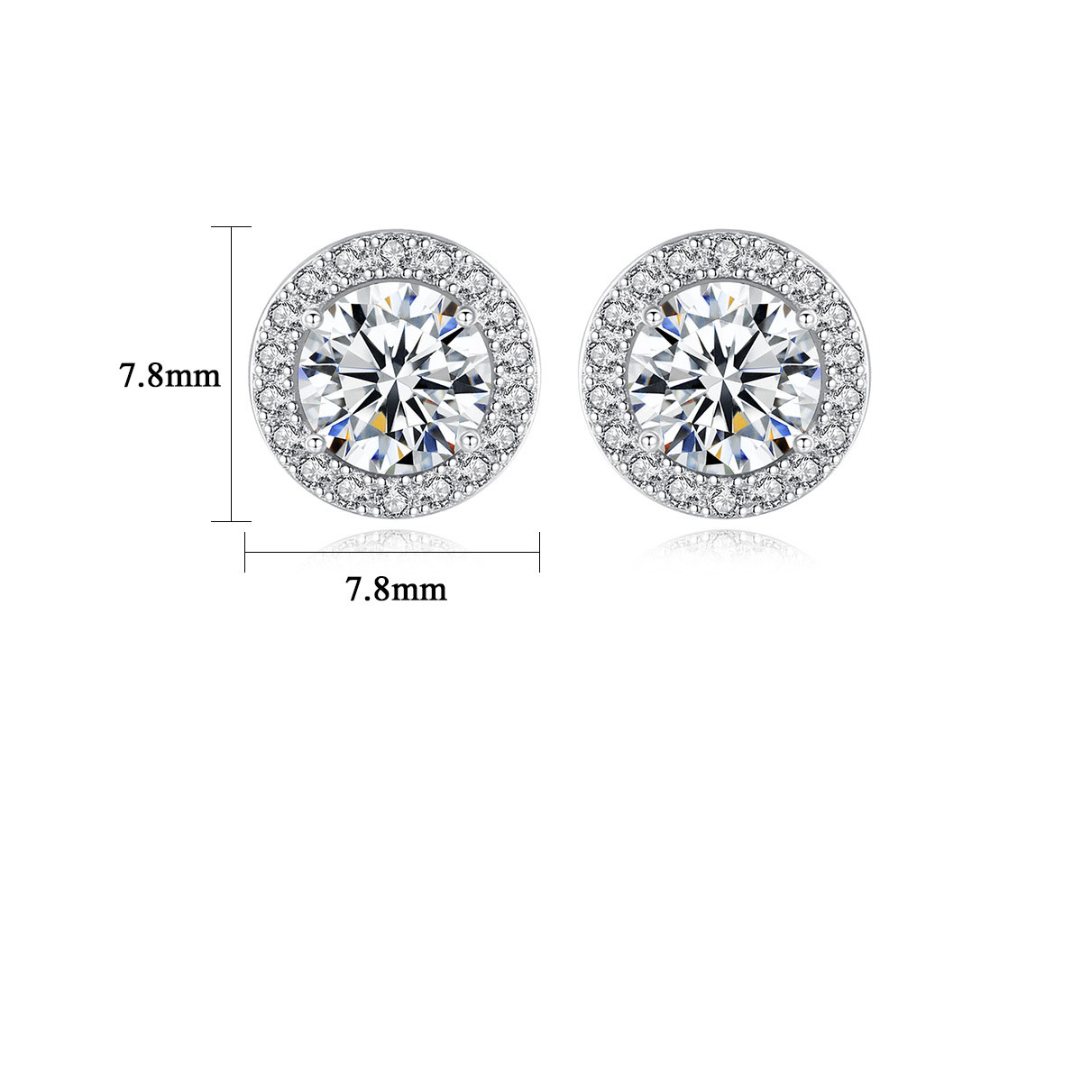 Women Moissanite CZ Sunshine Round 925 Sterling Silver Stud Earrings