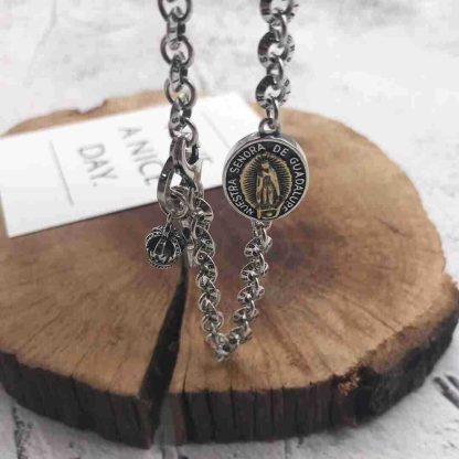 Men's Vantage Coin Cross Crown 925 Sterling Silver Curb Bracelet