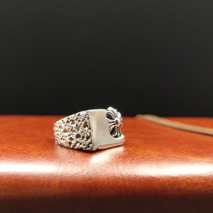 Classic Vintage Geometry Flower Cross 925 Sterling Silver Adjustable Ring