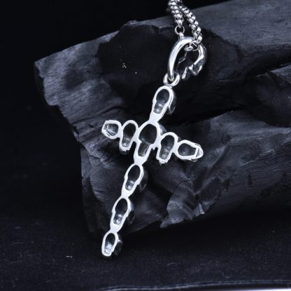 Men's Skull Head Cross Vintage 925 Sterling Silver DIY Pendant