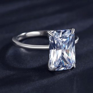 Elegant Party Baguette CZ 925 Sterling Silver Adjustable Ring