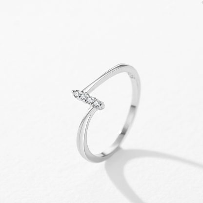 Simple Round CZ Lines Number 1 925 Sterling Silver Adjustable Ring