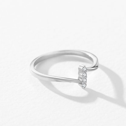Simple Round CZ Lines Number 1 925 Sterling Silver Adjustable Ring