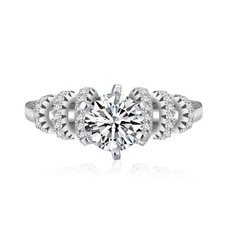Fashion Round Brilliant Cut Moissanite Cubic Zirconia 925 Sterling Silver Ring