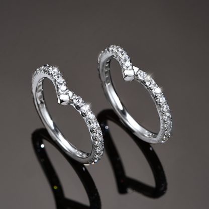 Fashion CZ V Shape 925 Sterling Silver Adjustable Ring