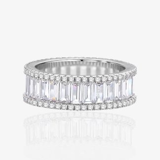 Simple Geometry Baguette CZ Lines 925 Sterling Silver Ring