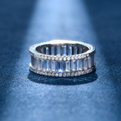 Simple Geometry Baguette CZ Lines 925 Sterling Silver Ring