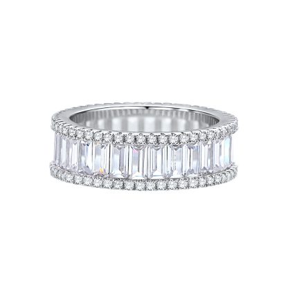 Simple Geometry Baguette CZ Lines 925 Sterling Silver Ring