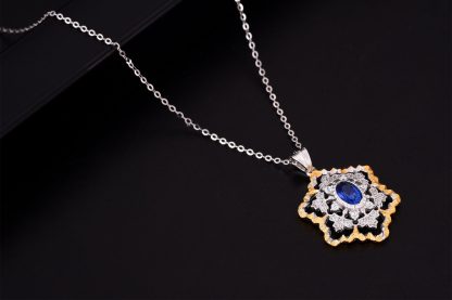 Elegant Created Sapphire CZ Snowflake 925 Sterling Silver Pendant