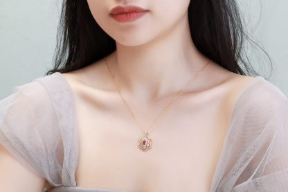 Elegant Created Ruby CZ Snowflake 925 Sterling Silver Pendant