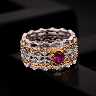 Holiday Created Ruby CZ Hollow 925 Sterling Silver Ring
