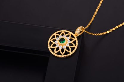 Beautiful Natural Chlorospinel CZ Hollow Flower 925 Sterling Silver Pendant