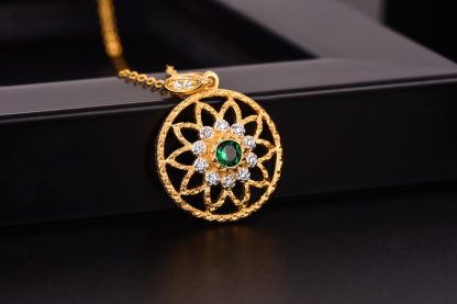Beautiful Natural Chlorospinel CZ Hollow Flower 925 Sterling Silver Pendant