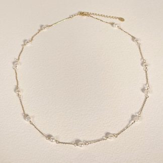 Elegant Minimalist Natural Freshwater Pearl Geometric Necklace 925 Sterling Silver Fashion Necklace with Gold Plating for Women Office Party Casual Wear